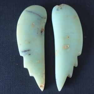Set Of Chrysoprase Wing-Shaped Crystal Carvings